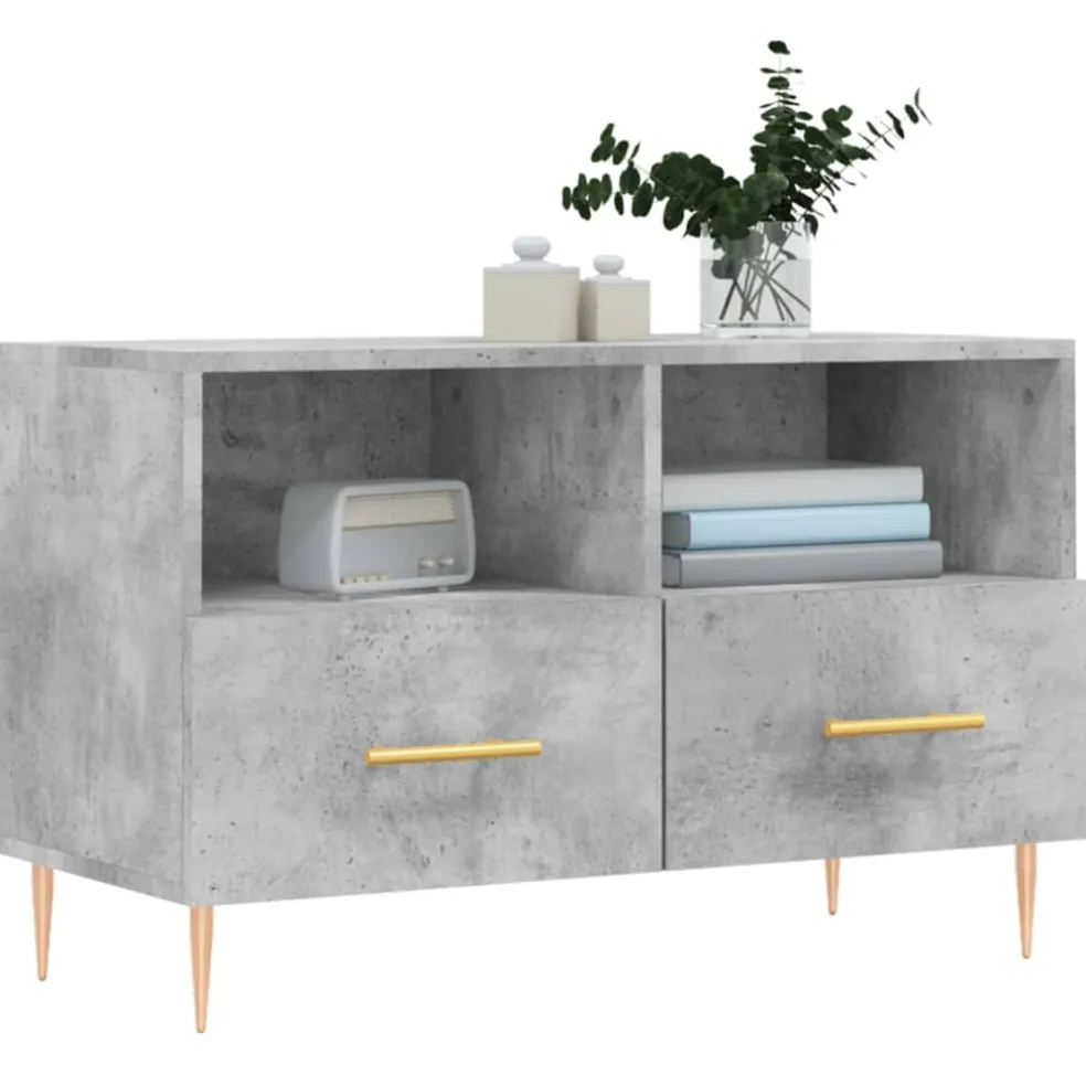 vidaXL Tv-meubel 80x36x50 cm bewerkt hout betongrijs