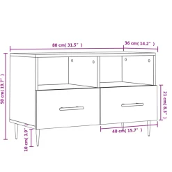 vidaXL Tv-meubel 80x36x50 cm bewerkt hout betongrijs