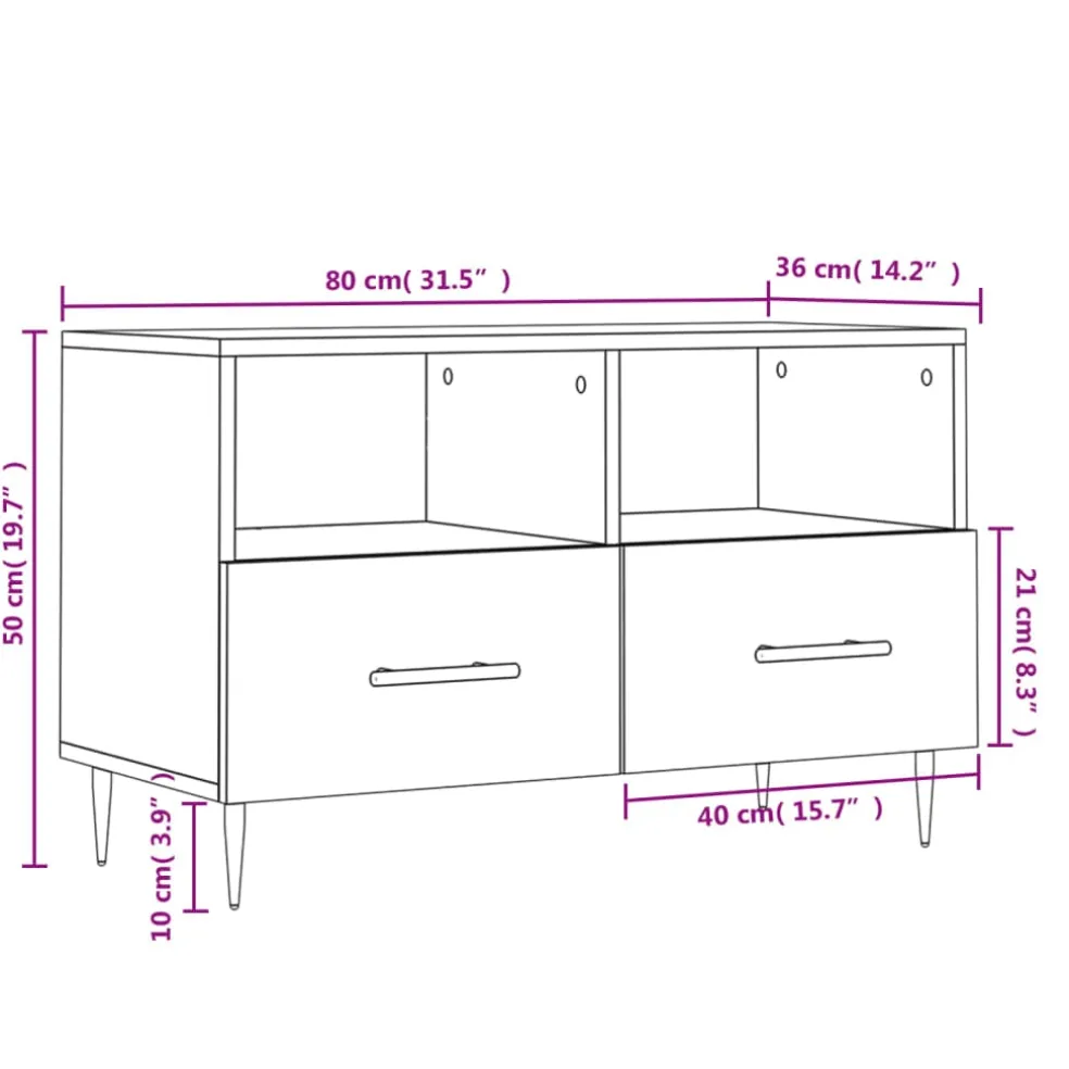 vidaXL Tv-meubel 80x36x50 cm bewerkt hout betongrijs
