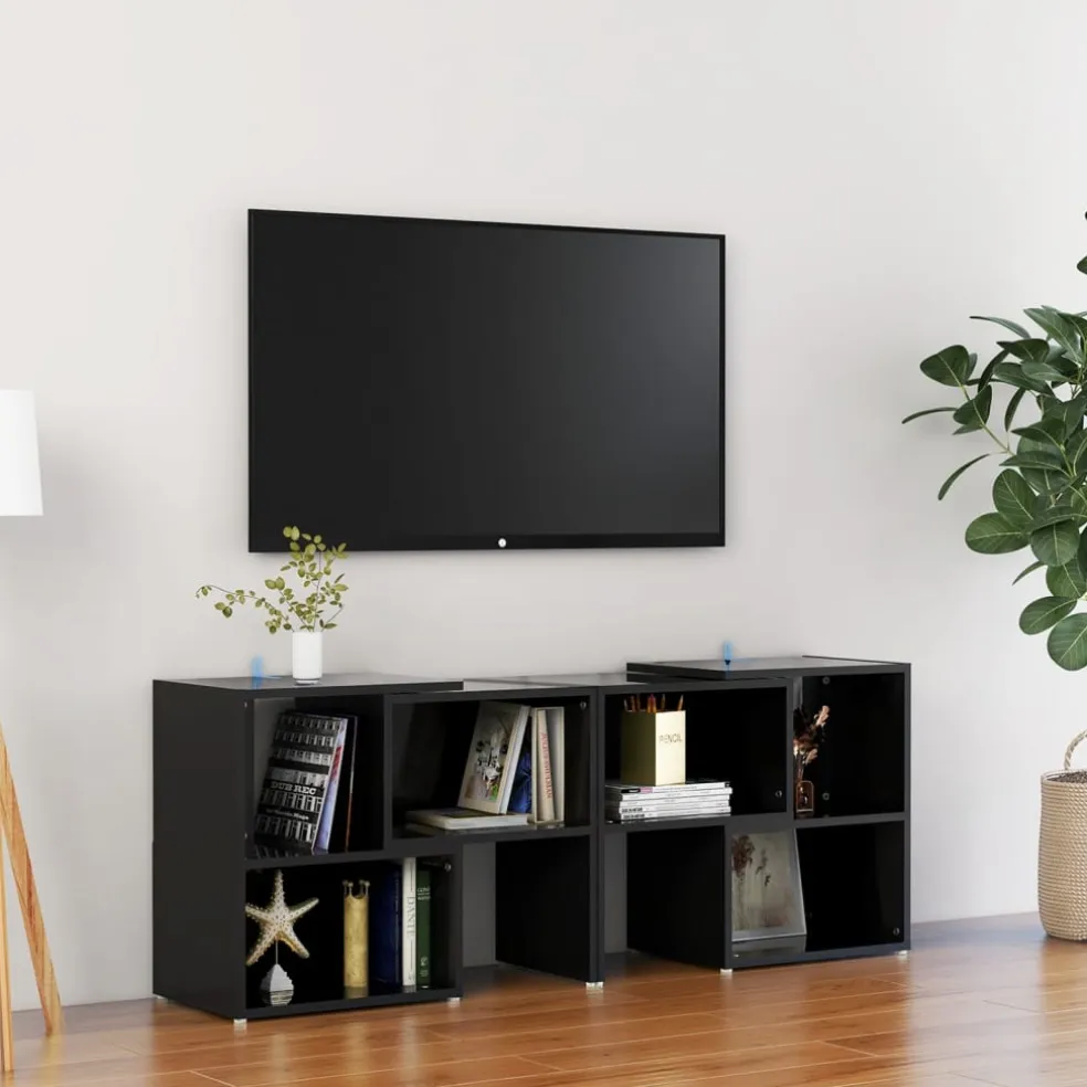 vidaXL Tv-meubel 104x30x52 cm bewerkt hout hoogglans zwart