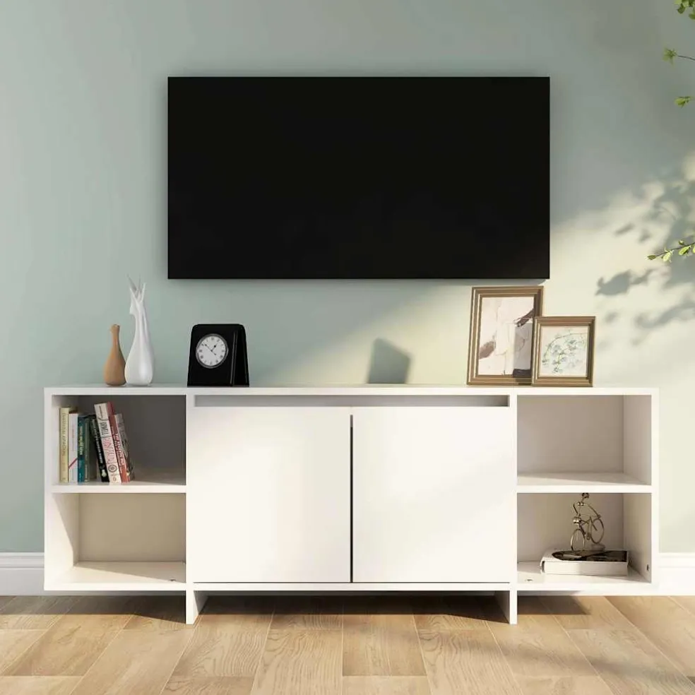 vidaXL Tv-meubel 130x35x50 cm bewerkt hout wit
