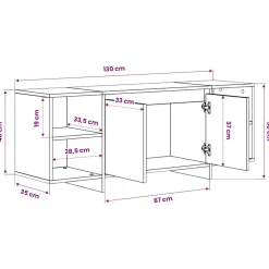 vidaXL Tv-meubel 130x35x50 cm bewerkt hout wit