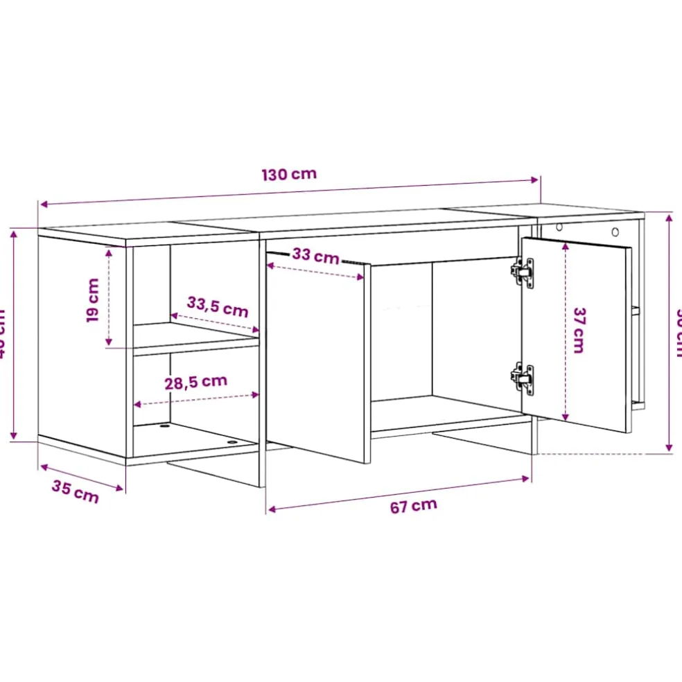 vidaXL Tv-meubel 130x35x50 cm bewerkt hout wit