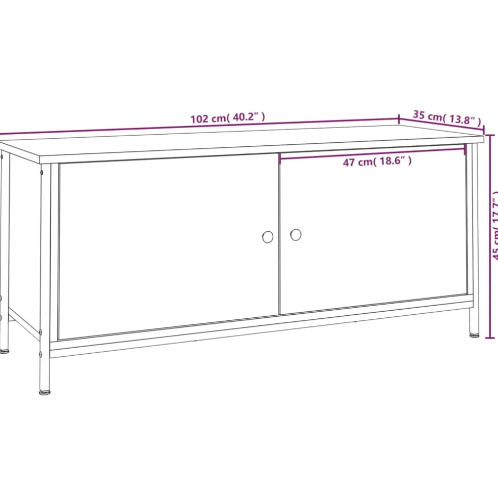 vidaXL Tv-meubel 102x35x45 cm bewerkt hout gerookt eikenkleurig
