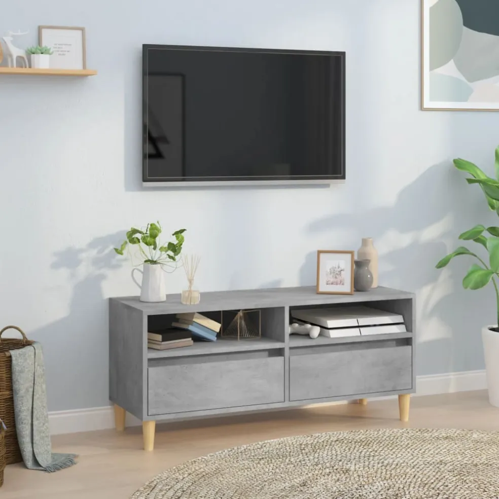 vidaXL Tv-meubel 100x34,5x44,5 cm bewerkt hout betongrijs