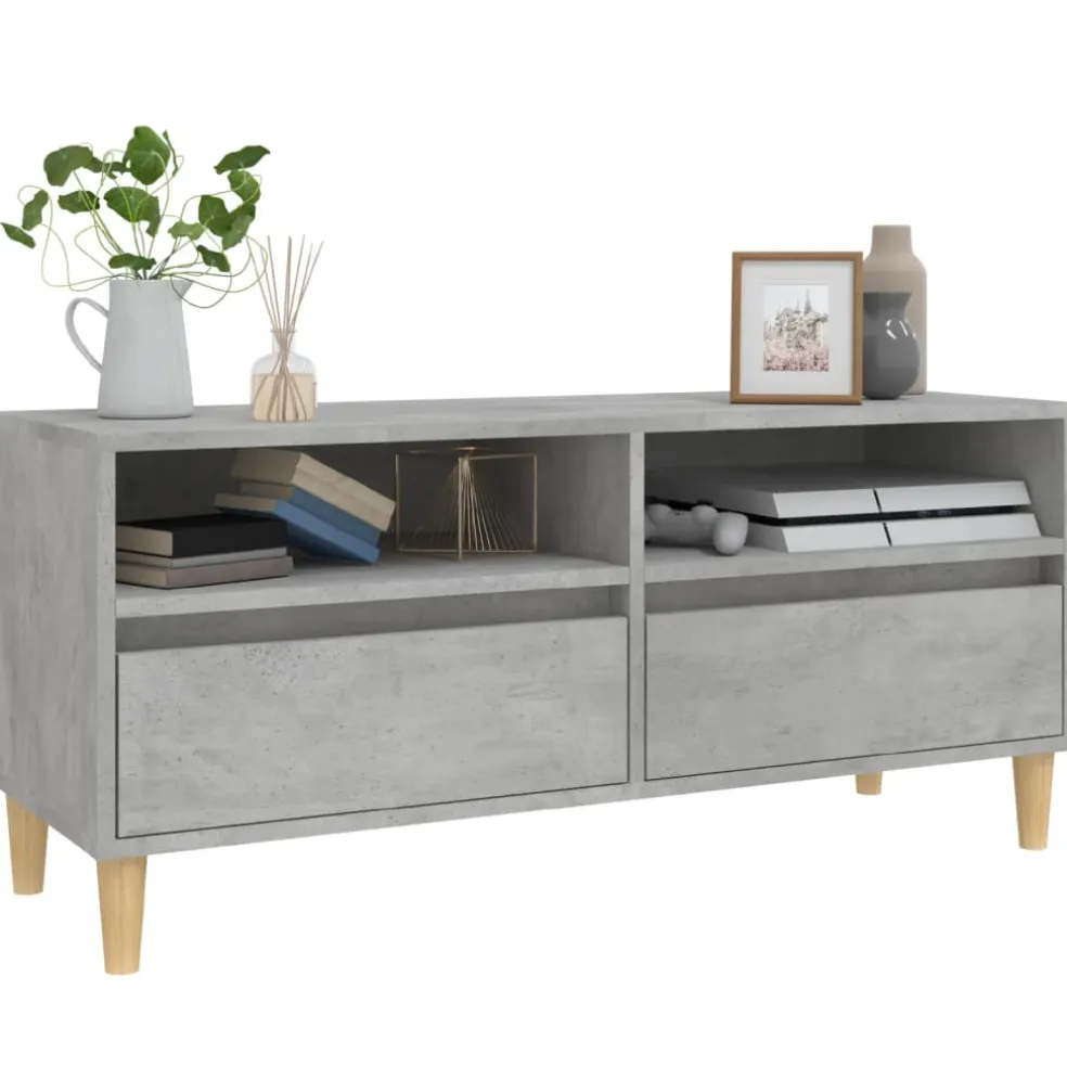 vidaXL Tv-meubel 100x34,5x44,5 cm bewerkt hout betongrijs