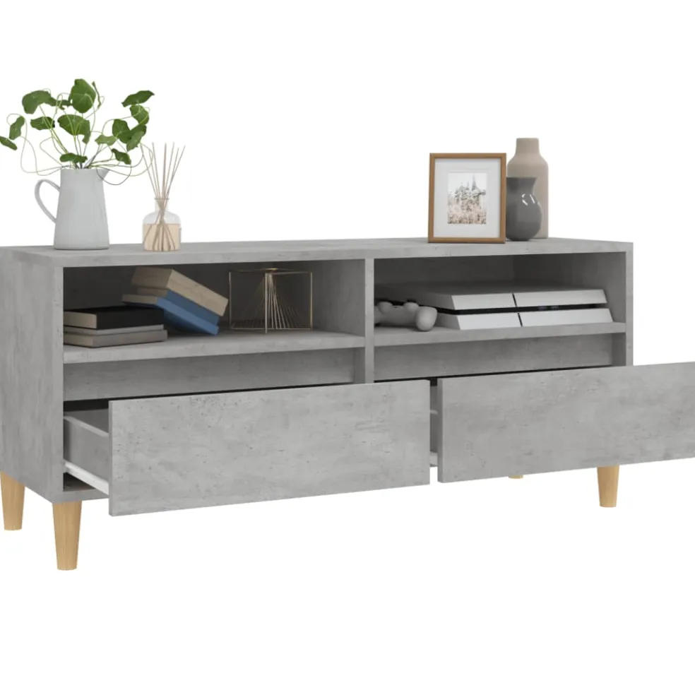 vidaXL Tv-meubel 100x34,5x44,5 cm bewerkt hout betongrijs