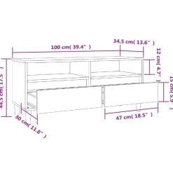 vidaXL Tv-meubel 100x34,5x44,5 cm bewerkt hout betongrijs