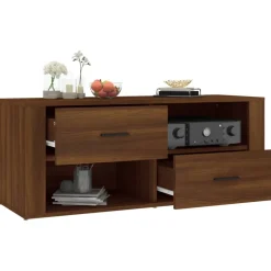 vidaXL Tv-meubel 100x35x40 cm bewerkt hout bruin eikenkleur
