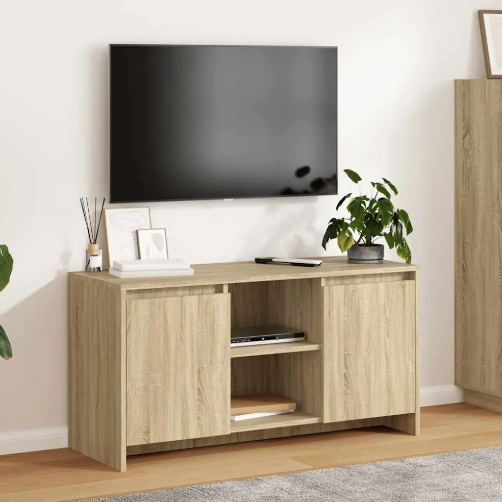 vidaXL Tv-meubel 102x37,5x52,5 cm bewerkt hout sonoma eikenkleurig