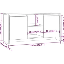 vidaXL Tv-meubel 102x37,5x52,5 cm bewerkt hout sonoma eikenkleurig