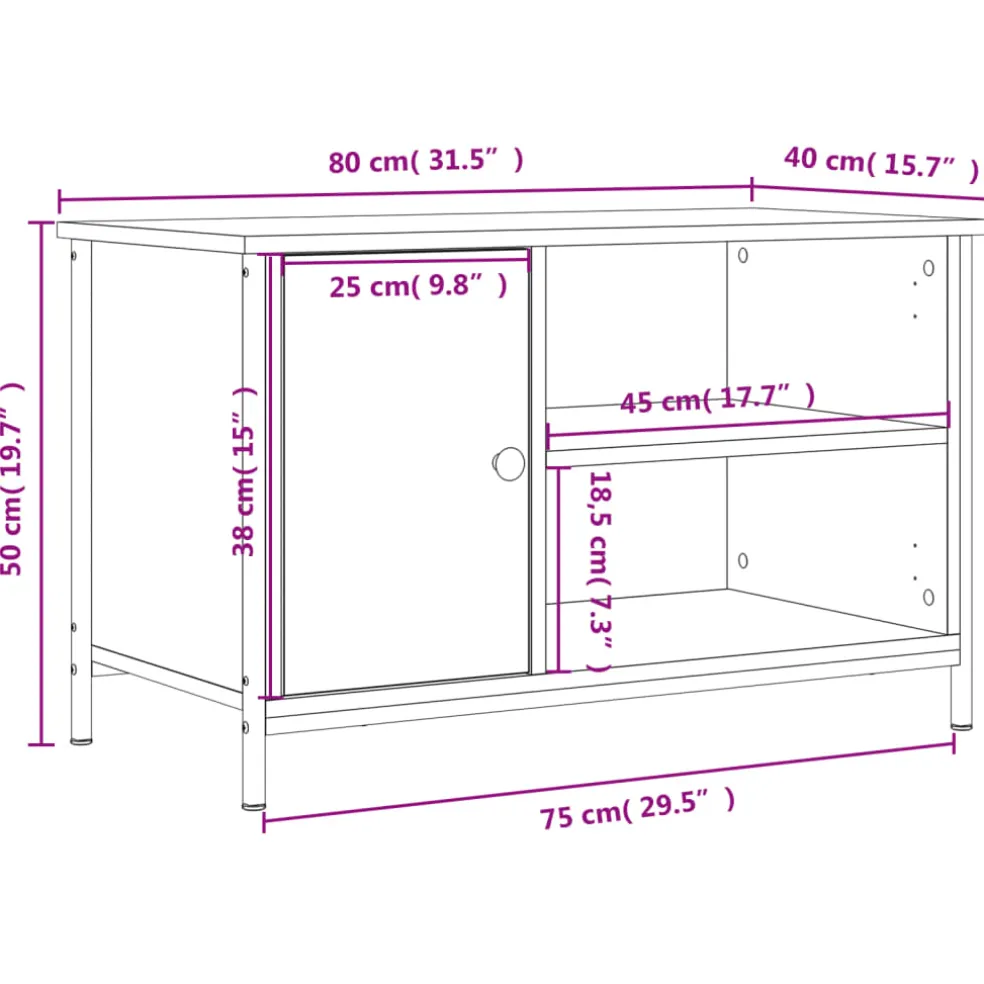 vidaXL Tv-meubel 80x40x50 cm bewerkt hout sonoma eikenkleurig