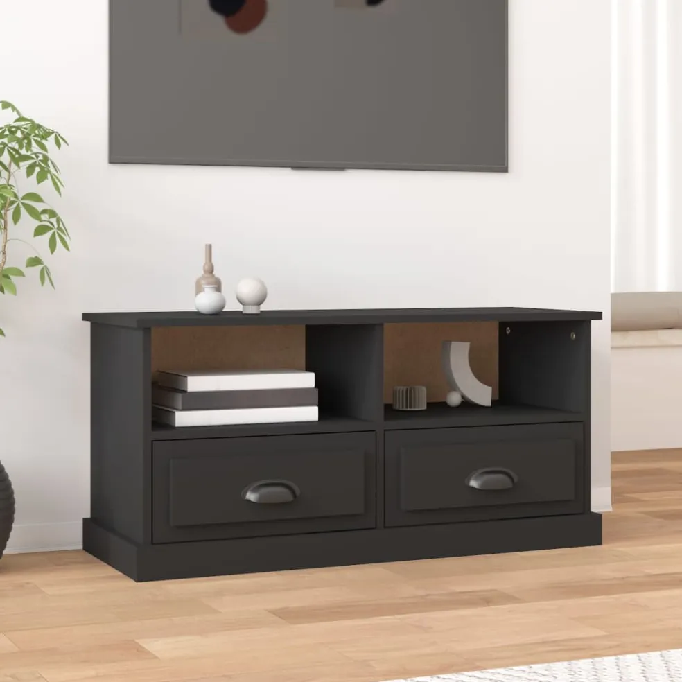 vidaXL Tv-meubel 93x35,5x45 cm bewerkt hout zwart