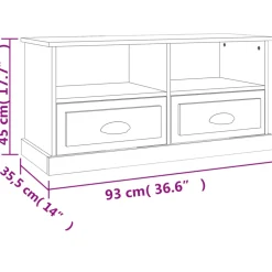 vidaXL Tv-meubel 93x35,5x45 cm bewerkt hout zwart