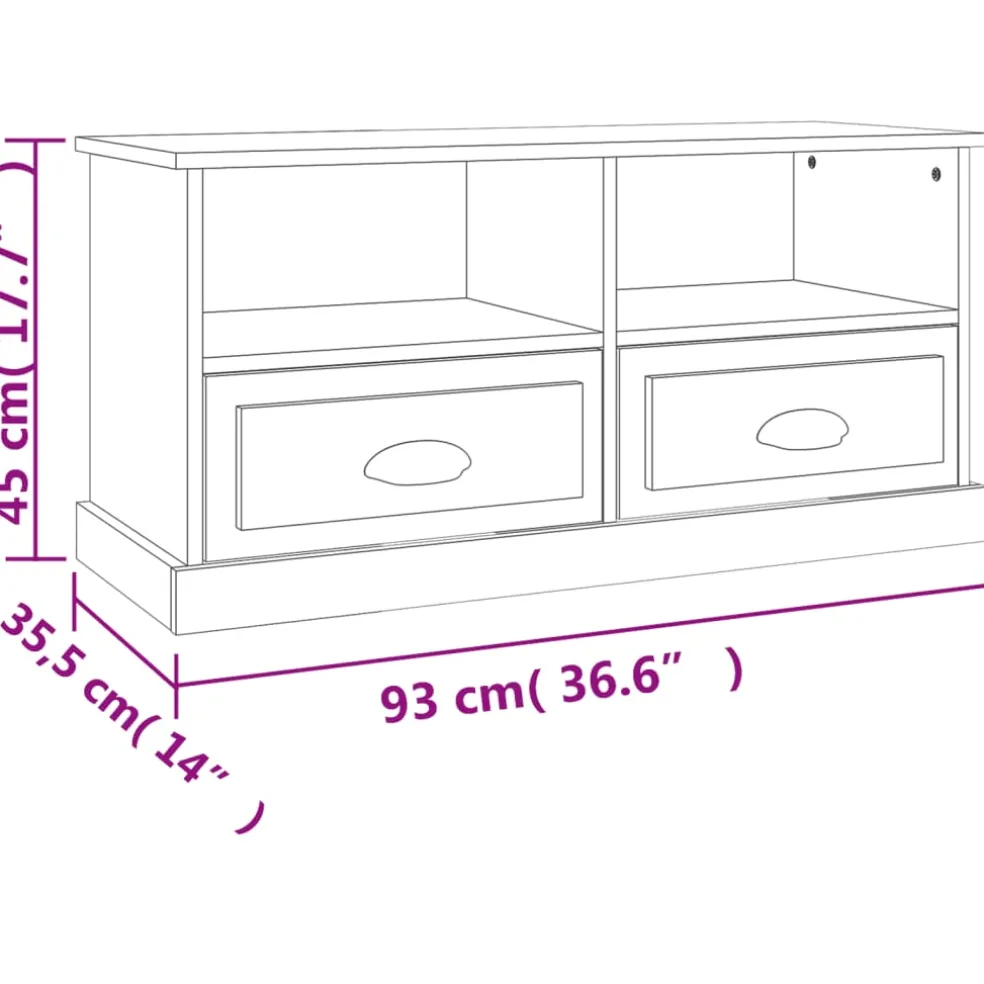 vidaXL Tv-meubel 93x35,5x45 cm bewerkt hout zwart