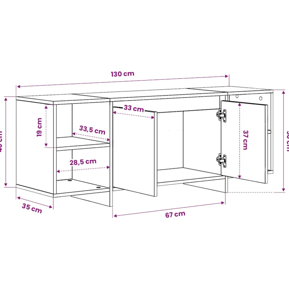 vidaXL Tv-meubel 130x35x50 cm bewerkt hout artisanaal eikenkleur
