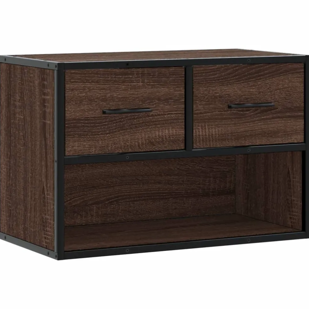 vidaXL Tv-meubel 60x31x39,5 cm bewerkt hout metaal bruin eikenkleurig