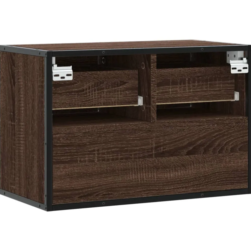vidaXL Tv-meubel 60x31x39,5 cm bewerkt hout metaal bruin eikenkleurig