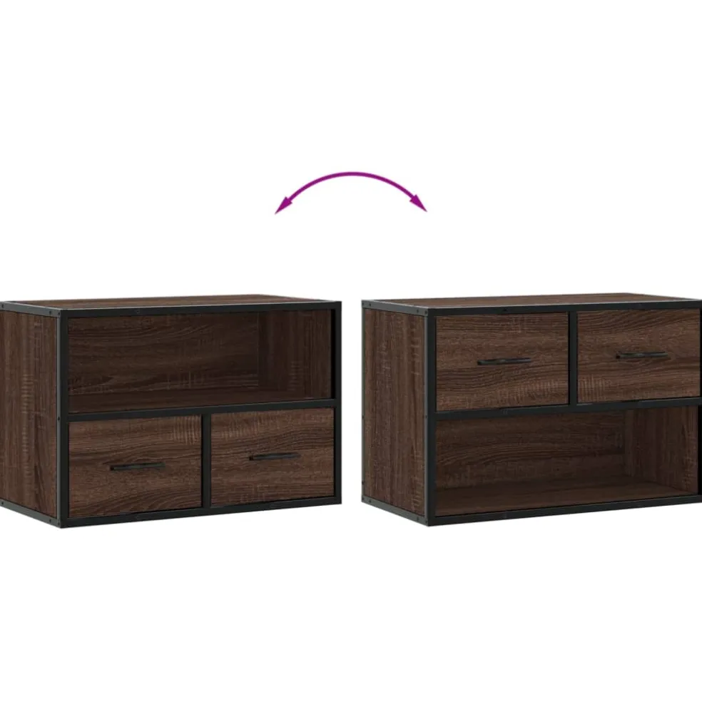vidaXL Tv-meubel 60x31x39,5 cm bewerkt hout metaal bruin eikenkleurig