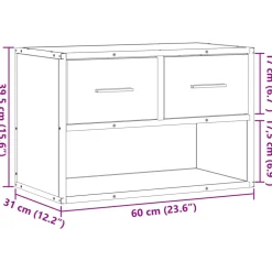 vidaXL Tv-meubel 60x31x39,5 cm bewerkt hout metaal bruin eikenkleurig