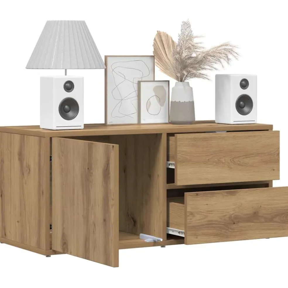 vidaXL Tv-meubel 80x34x35,5 cm bewerkt hout artisanaal eikenkleur