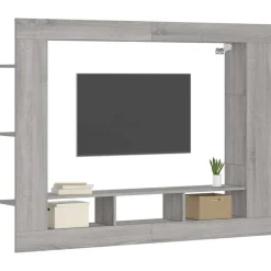 vidaXL Tv-meubel 152x22x113 cm bewerkt hout grijs sonoma eikenkleurig