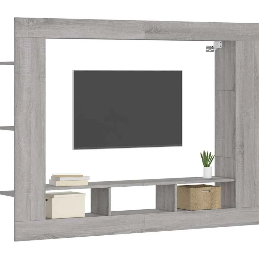vidaXL Tv-meubel 152x22x113 cm bewerkt hout grijs sonoma eikenkleurig