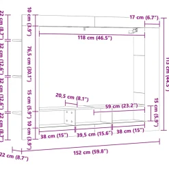 vidaXL Tv-meubel 152x22x113 cm bewerkt hout wit