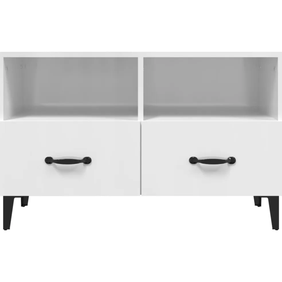 vidaXL Tv-meubel 80x36x50 cm bewerkt hout hoogglans wit