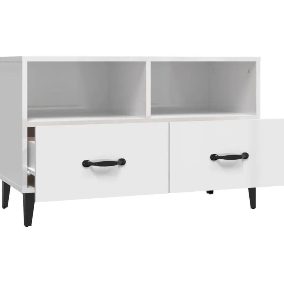 vidaXL Tv-meubel 80x36x50 cm bewerkt hout hoogglans wit