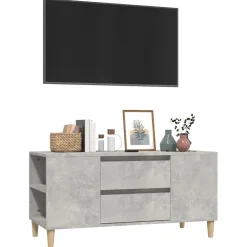 vidaXL Tv-meubel 102x44,5x50 cm bewerkt hout betongrijs