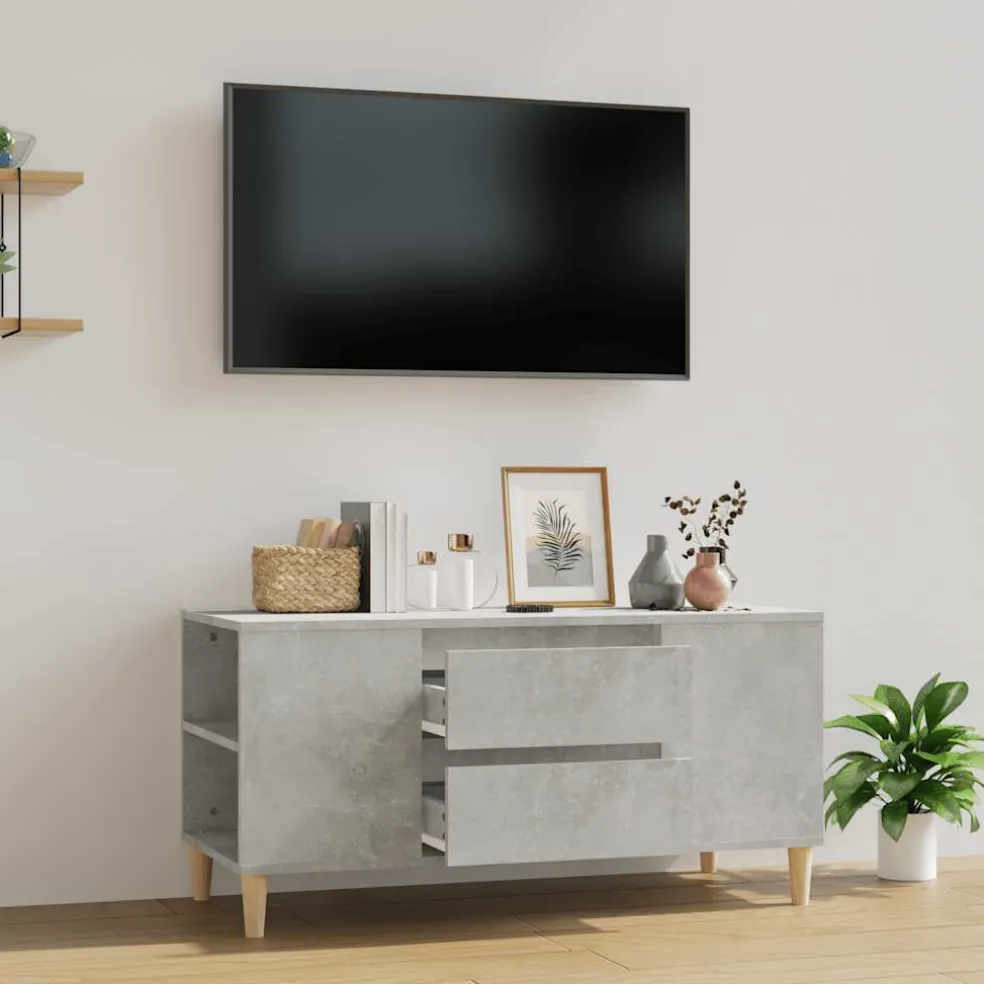 vidaXL Tv-meubel 102x44,5x50 cm bewerkt hout betongrijs