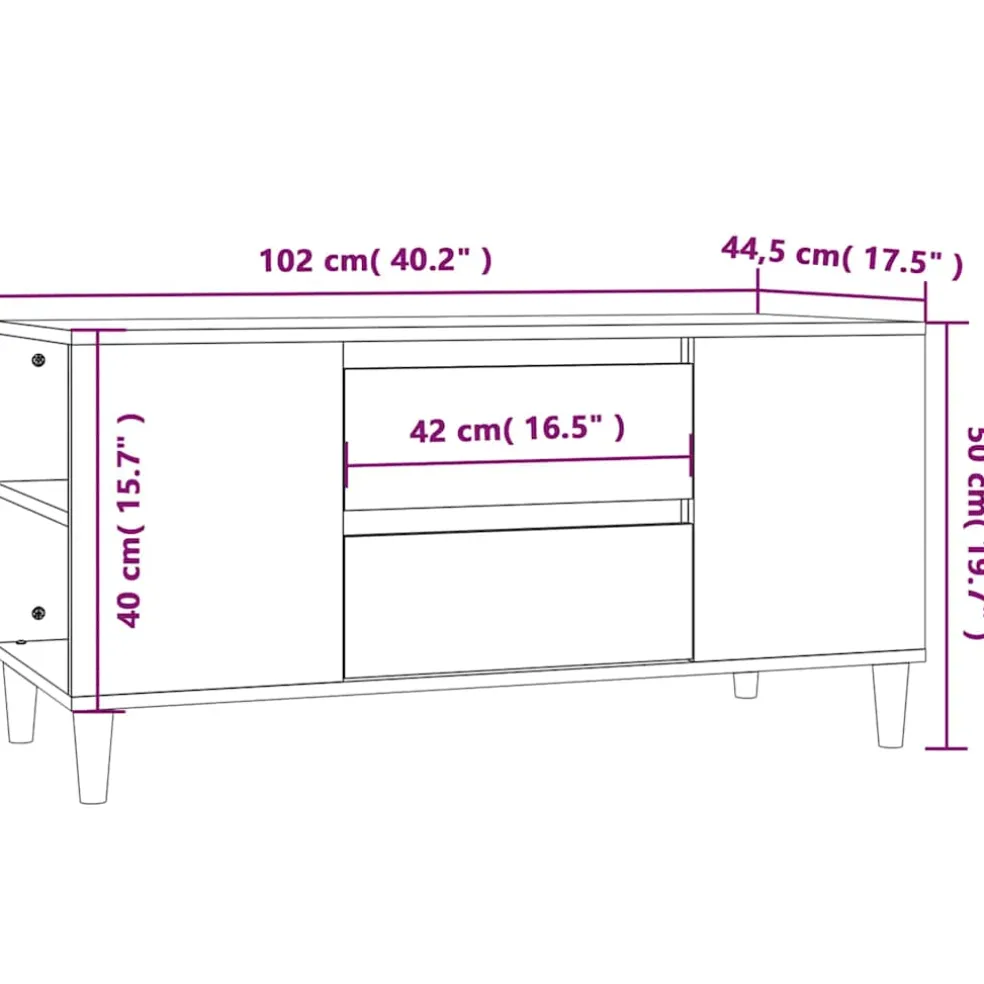 vidaXL Tv-meubel 102x44,5x50 cm bewerkt hout betongrijs