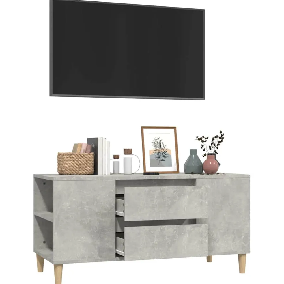 vidaXL Tv-meubel 102x44,5x50 cm bewerkt hout betongrijs