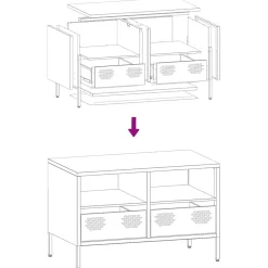vidaXL Tv-meubel 68x39x43,5 cm koudgewalst staal zwart