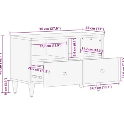 vidaXL Tv-meubel 70x33x46 cm massief mangohout