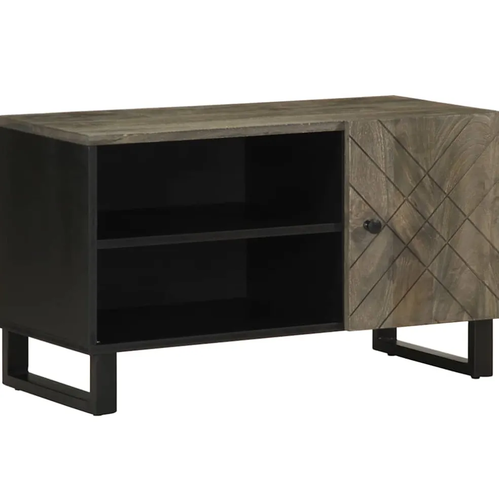 vidaXL Tv-meubel 80x33x46 cm massief mangohout zwart