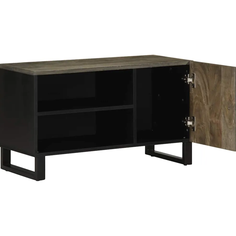 vidaXL Tv-meubel 80x33x46 cm massief mangohout zwart