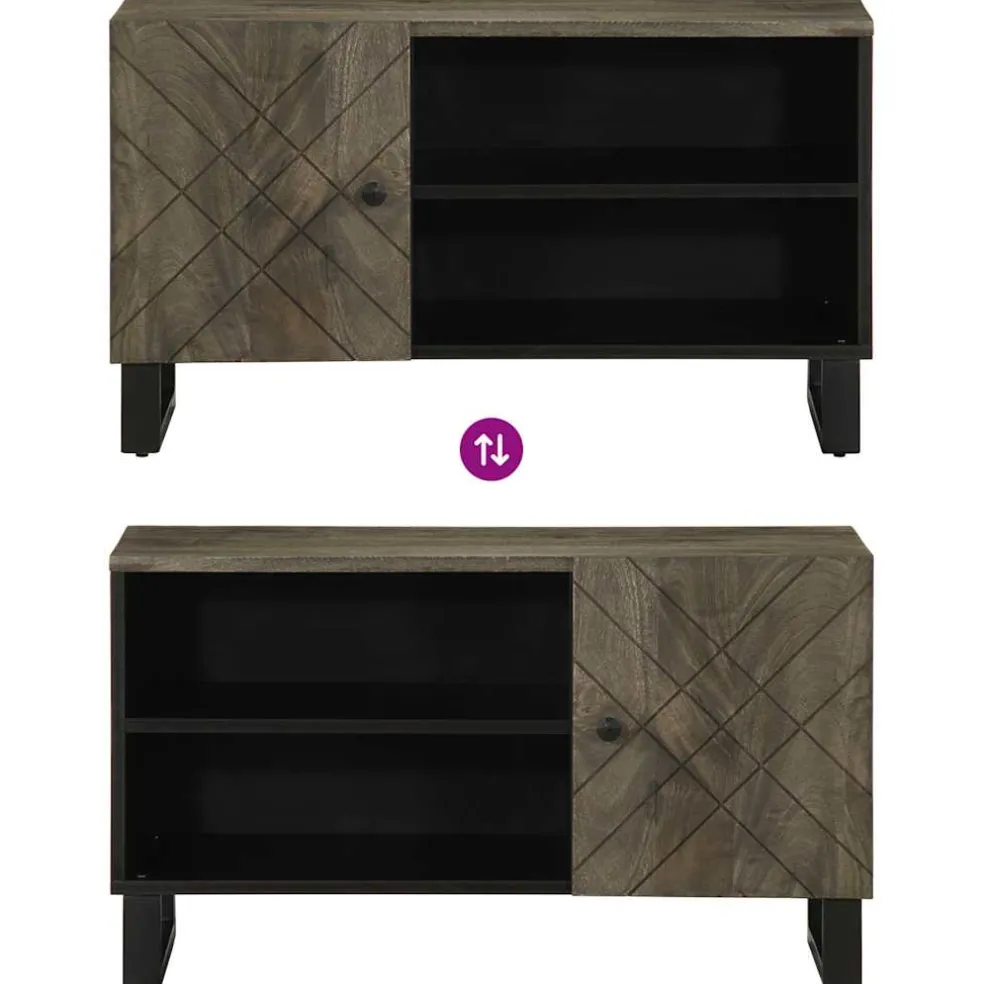 vidaXL Tv-meubel 80x33x46 cm massief mangohout zwart