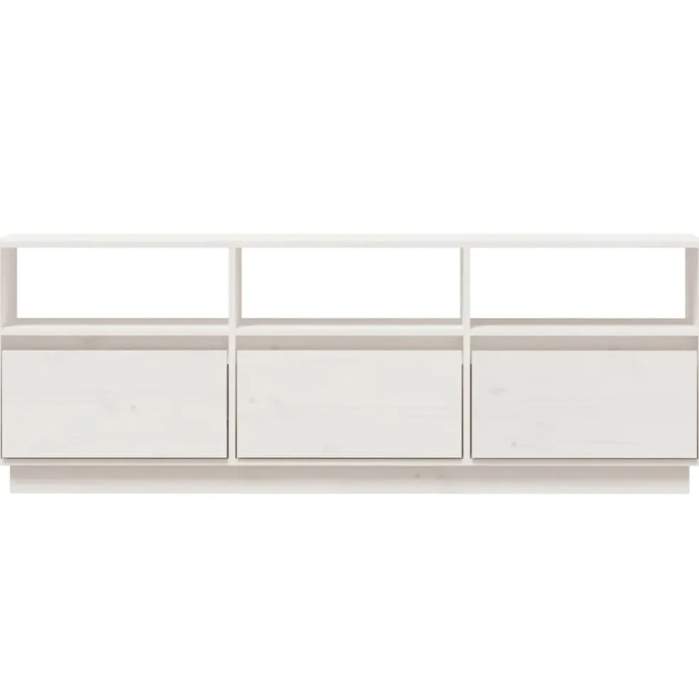 vidaXL Tv-meubel 140x37x50 cm massief grenenhout wit