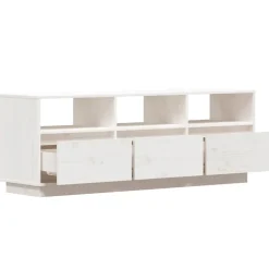 vidaXL Tv-meubel 140x37x50 cm massief grenenhout wit