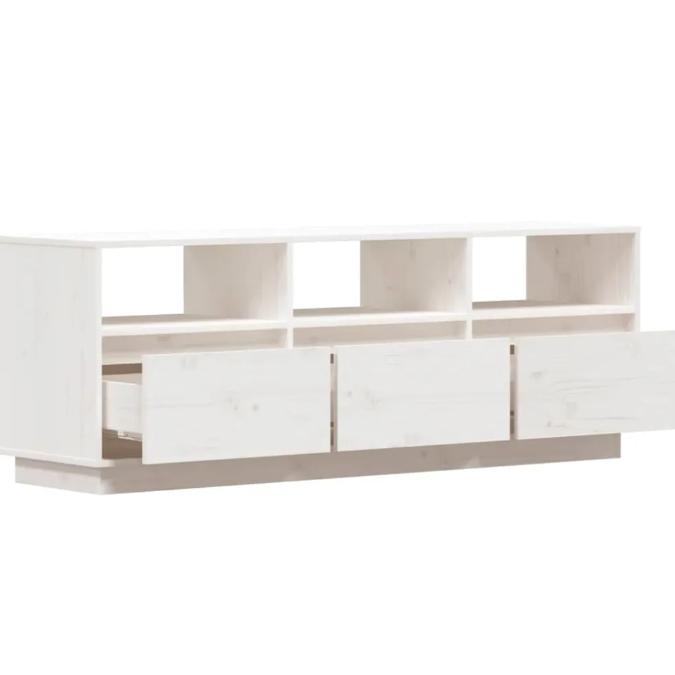 vidaXL Tv-meubel 140x37x50 cm massief grenenhout wit
