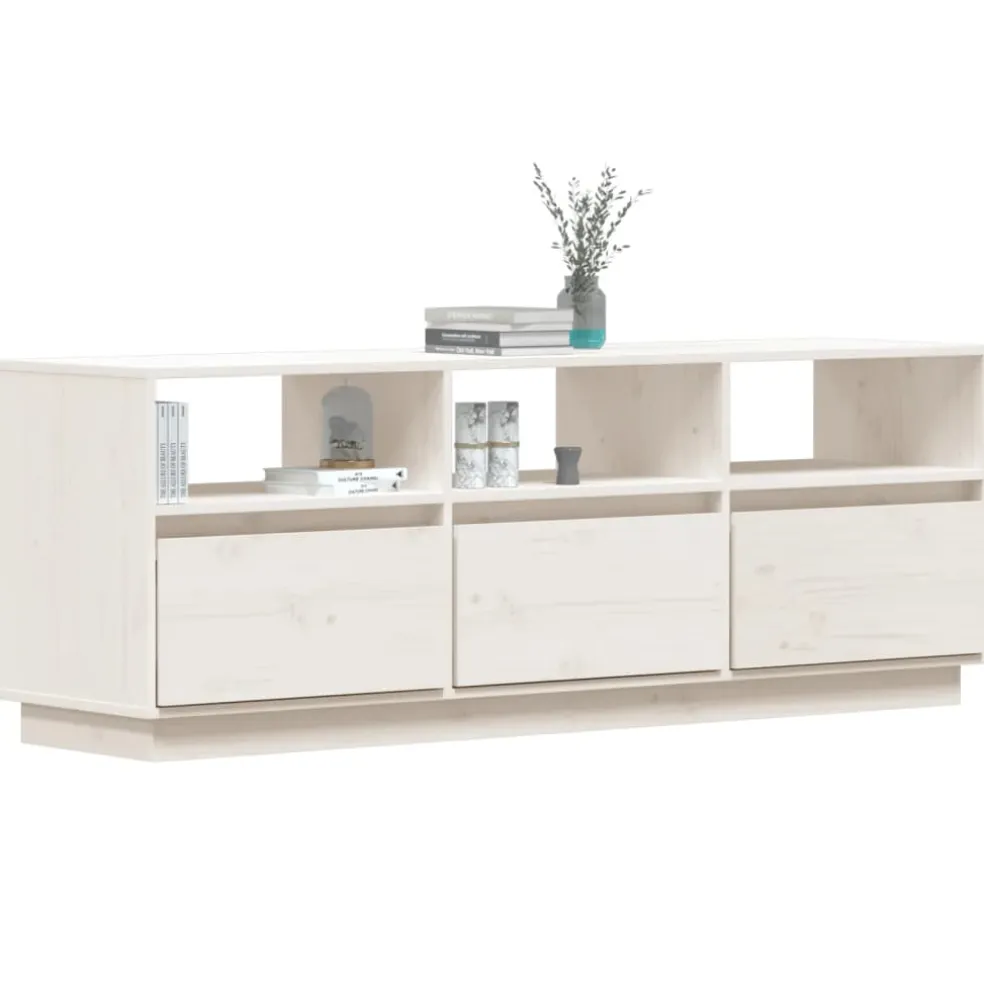 vidaXL Tv-meubel 140x37x50 cm massief grenenhout wit