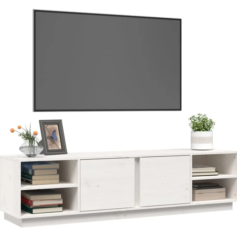 vidaXL Tv-meubel 156x40x40 cm massief grenenhout wit
