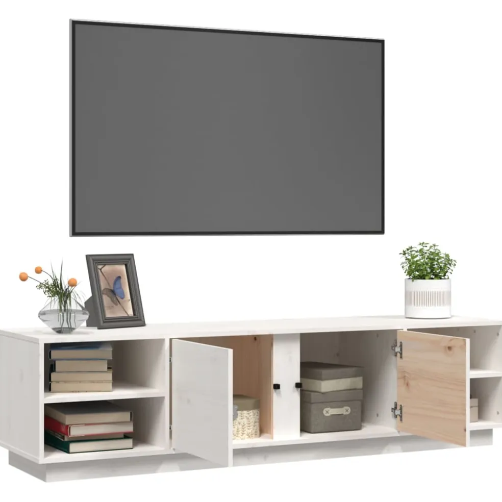 vidaXL Tv-meubel 156x40x40 cm massief grenenhout wit