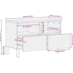 vidaXL Tv-meubel 70x33,5x46 cm massief ruw mangohout zwart