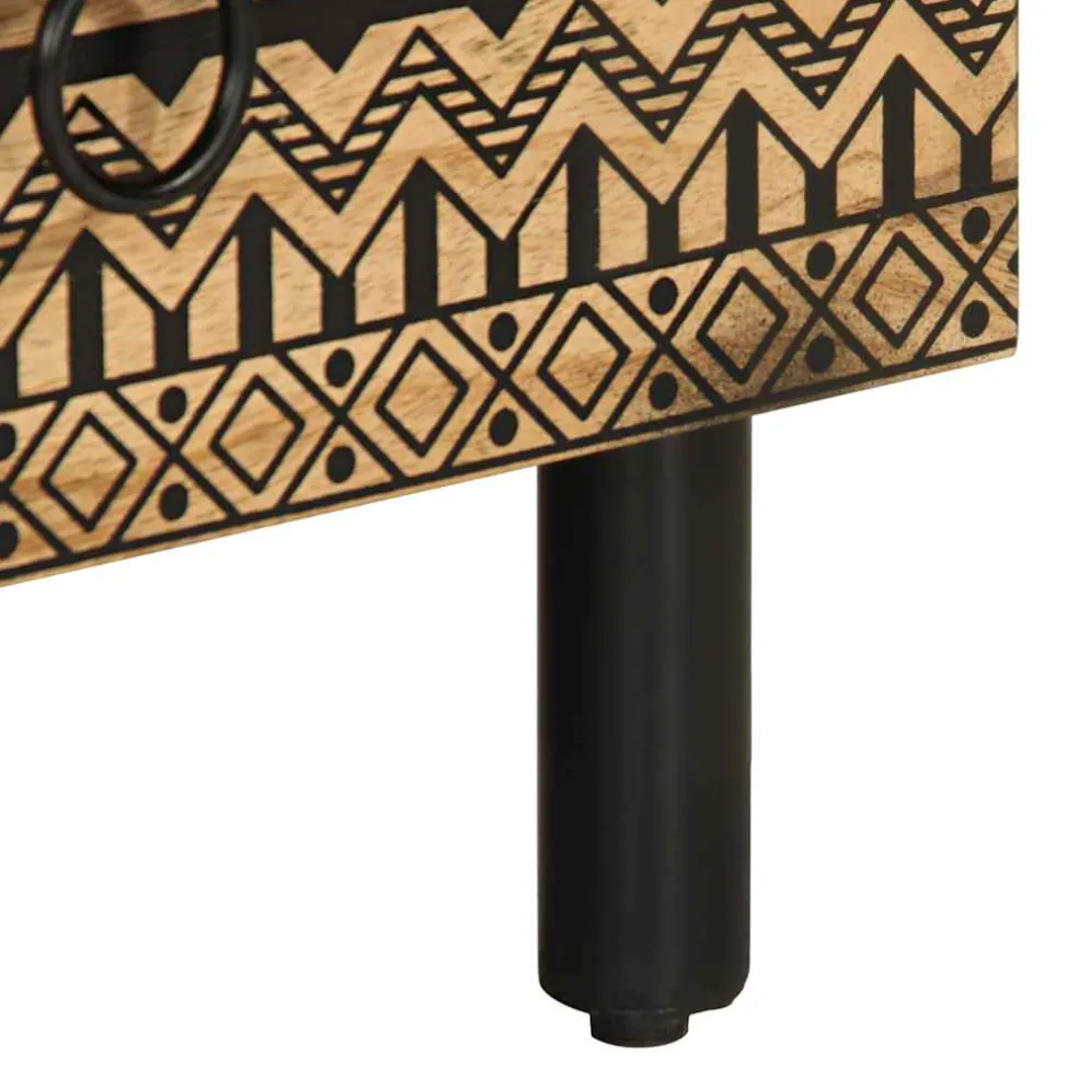 vidaXL Tv-meubel 70x33,5x46 cm massief ruw mangohout zwart