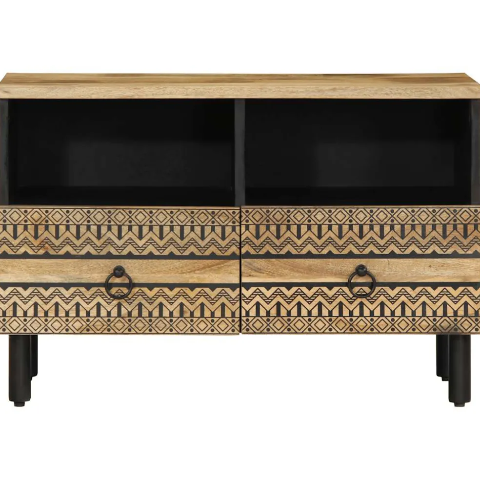 vidaXL Tv-meubel 70x33,5x46 cm massief ruw mangohout zwart
