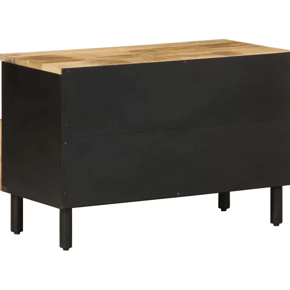 vidaXL Tv-meubel 70x33,5x46 cm massief ruw mangohout zwart