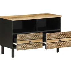 vidaXL Tv-meubel 70x33,5x46 cm massief ruw mangohout zwart